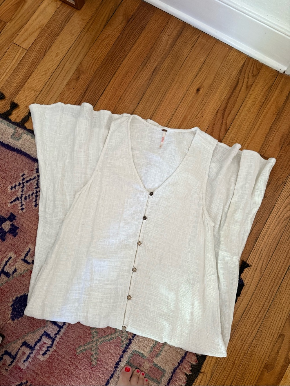 Free People White Button-Front Midi Dress